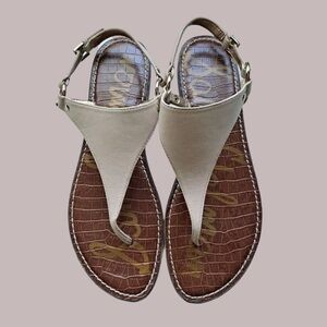 Sam Edelman Greta Thong Sandals Gray Leather 6.5